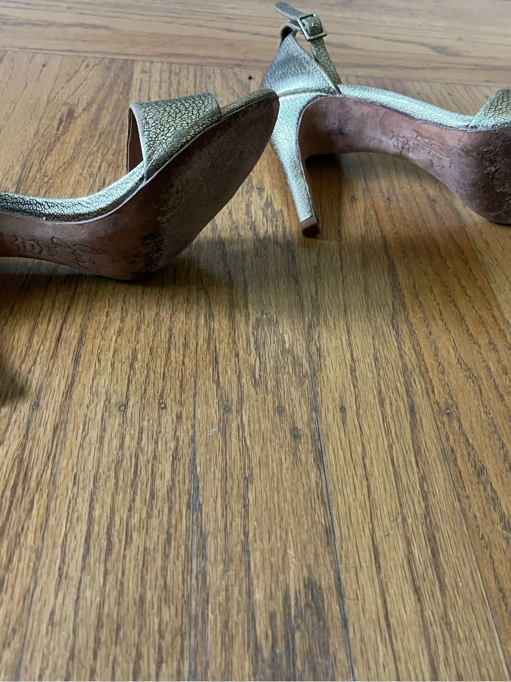 Joie leather 36.5 party heels metallic Gold Women's Ankle-Strap Sandals shoes